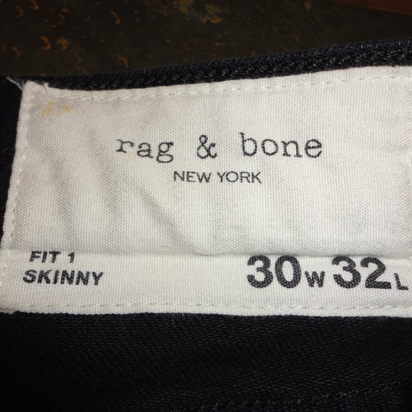 RAG & BONE Men's Fit 1 Skinny Black Denim Jeans Size 30x32 - Picture 3 of 10
